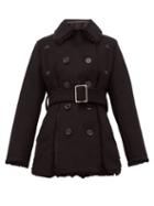 Matchesfashion.com Noir Kei Ninomiya - Double Breasted Faux Fur Trim Wool Blend Coat - Womens - Black