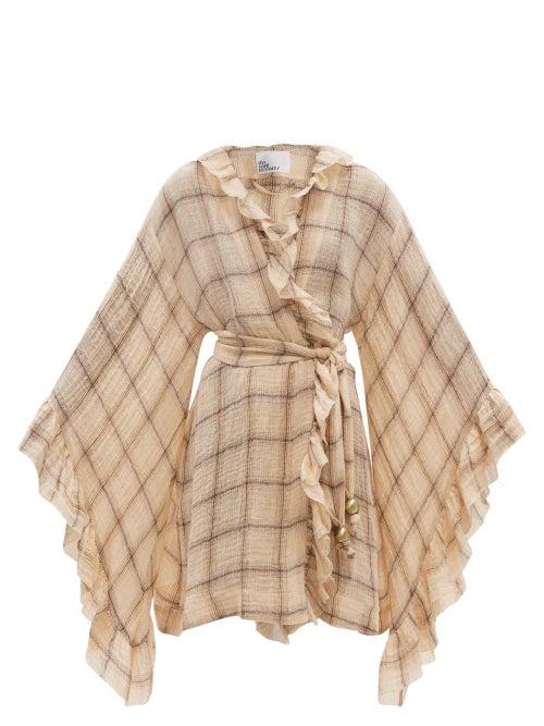Ladies Beachwear Lisa Marie Fernandez - Anita Ruffled Check Linen-blend Mini Dress - Womens - Pink