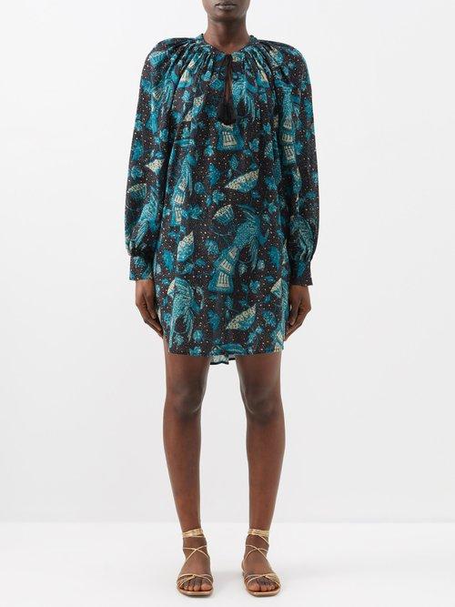 Ulla Johnson - Floral-print Voile Mini Dress - Womens - Navy Print