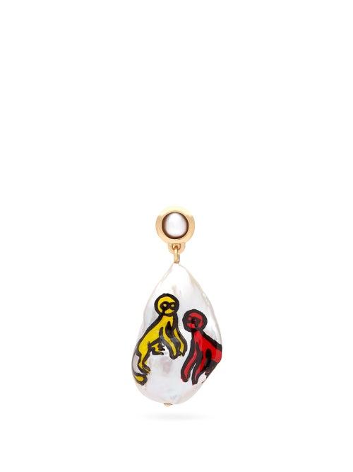 Matchesfashion.com Bottega Veneta - Monkey Pearl & 18kt Gold-plated Single Earring - Womens - Pearl