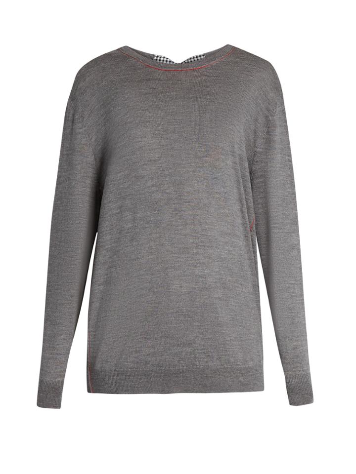 Miu Miu Gingham-bow Back Wool Sweater