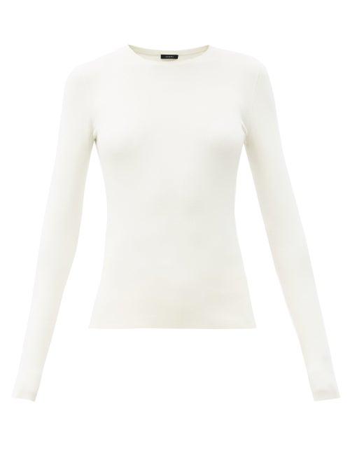 Matchesfashion.com Joseph - Round-neck Silk-blend Sweater - Womens - Ivory