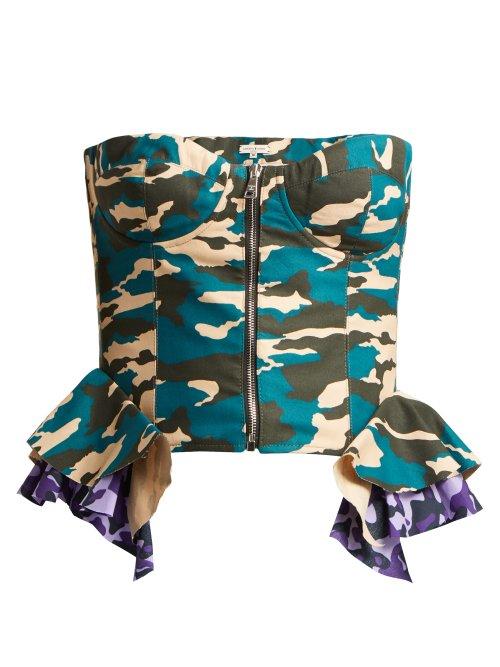 Matchesfashion.com Natasha Zinko - Camouflage Print Corset Top - Womens - Multi