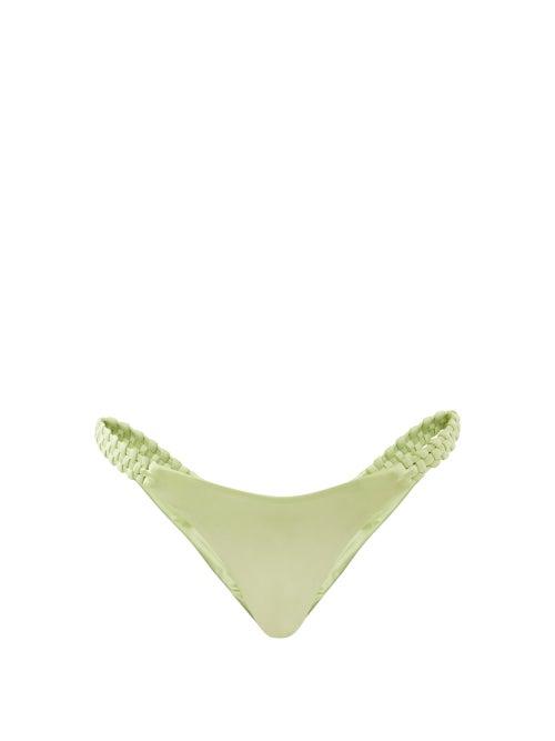 Isa Boulder - Highweave Woven High-leg Bikini Briefs - Womens - Lime Green