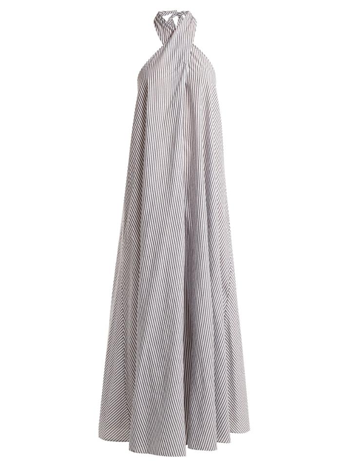 Mara Hoffman Lucille Striped Halterneck Cotton Dress