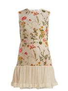 Matchesfashion.com Redvalentino - Floral Embroidered Mini Dress - Womens - Ivory Multi