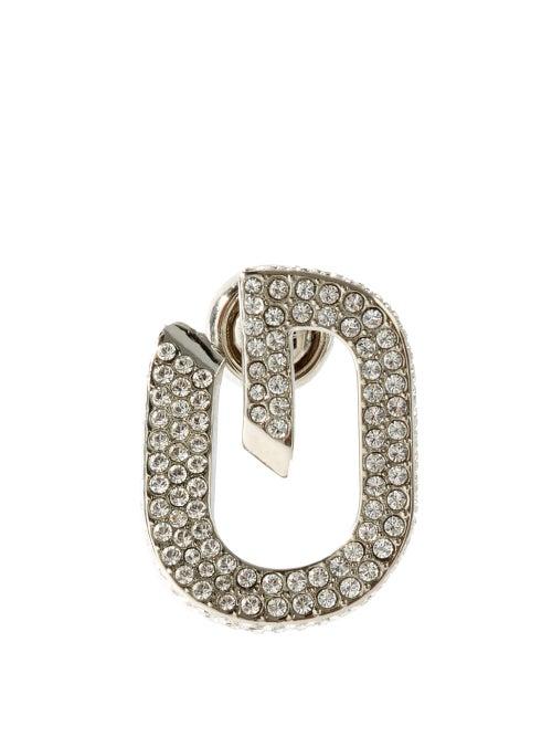Matchesfashion.com Givenchy - G-link Crystal-embellished Metal Earrings - Mens - Silver