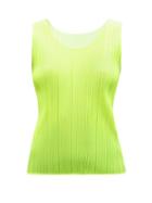 Ladies Rtw Pleats Please Issey Miyake - Technical-pleated Tank Top - Womens - Yellow