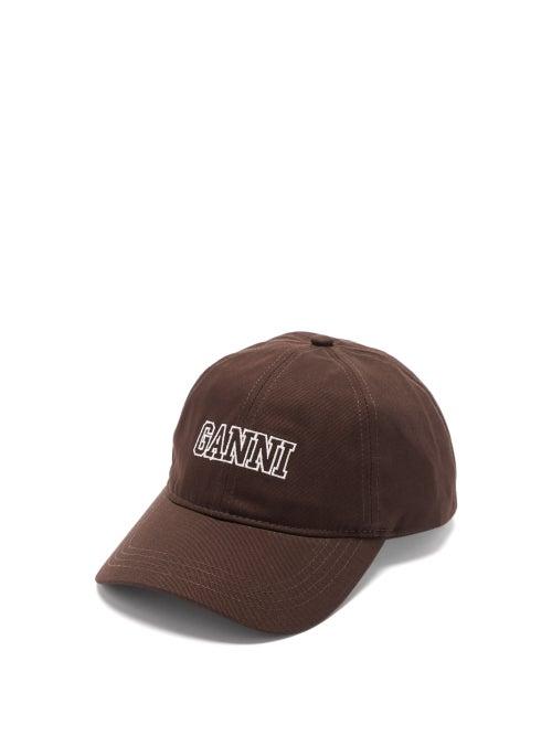 Ganni - Logo-embroidered Organic-cotton Baseball Cap - Womens - Brown