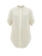 Matchesfashion.com Saint Laurent - Metallic-stripe Wool-blend Blouse - Womens - White Gold