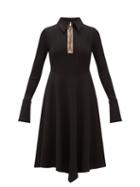 Matchesfashion.com Ellery - Calabasas Half Zip Point Collar Jersey Dress - Womens - Black