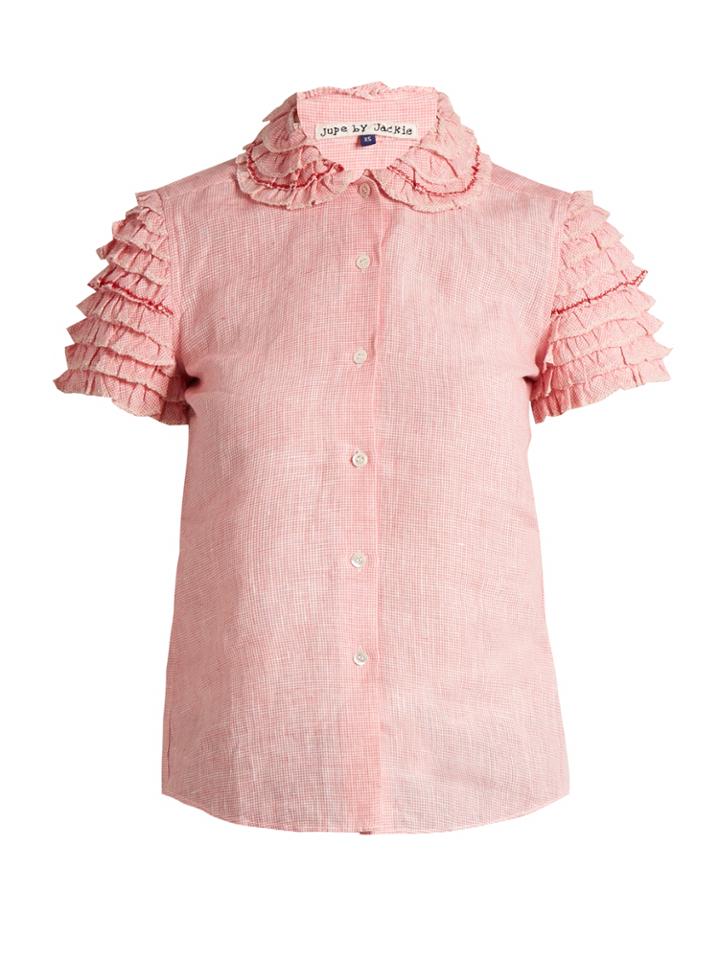 Jupe By Jackie Wrinkler Micro-check Linen Shirt