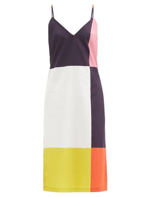 Matchesfashion.com Cala De La Cruz - Rafaela Patchwork Organic Cotton-poplin Midi Dress - Womens - Multi