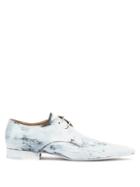 Matchesfashion.com Maison Margiela - Hyperion Exaggerated-toe Painted-leather Shoes - Mens - White Black