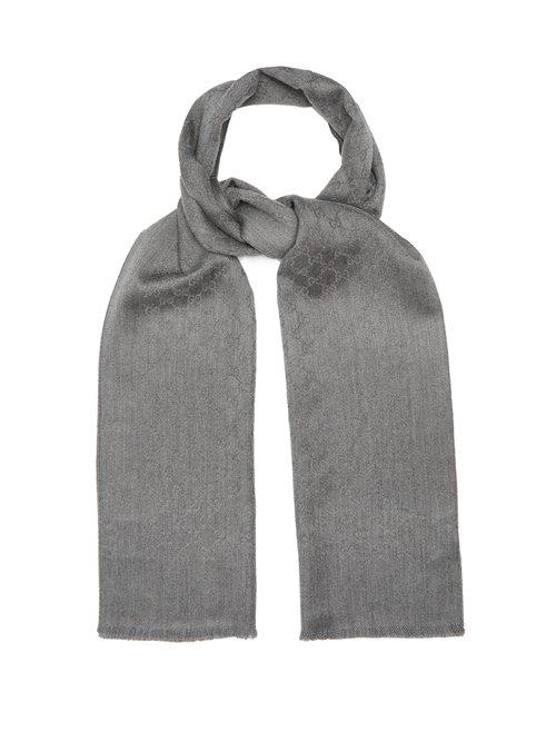 Matchesfashion.com Gucci - Gg Jacquard Cashmere Scarf - Mens - Grey