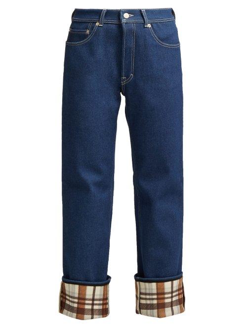 Matchesfashion.com Acne Studios - Checked Cuff Straight Leg Jeans - Womens - Blue Multi