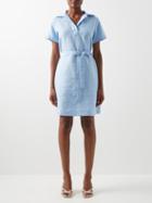 Lisa Marie Fernandez - Ajoure-pique Cotton Belted Shirt Dress - Womens - Light Blue