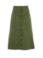 Matchesfashion.com Tibi - Harrison Cotton-twill Skirt - Womens - Green
