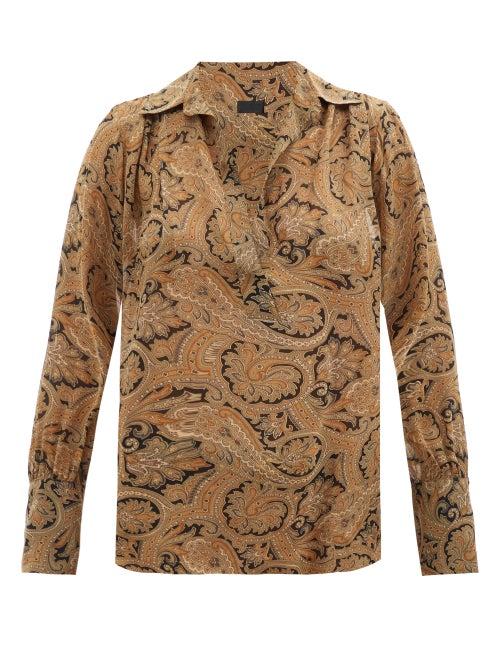 Nili Lotan - Colleen Paisley-print Silk-georgette Blouse - Womens - Brown Print