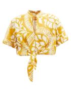 Johanna Ortiz - Curcuma Saharienne Floral Linen Tie-front Shirt - Womens - Yellow Multi