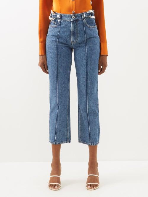 Jw Anderson - Chain-embellished Slim-fit Jeans - Womens - Mid Denim