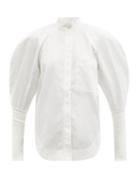 Matchesfashion.com Aje - Chaise Puff-sleeve Cotton-twill Shirt - Womens - White