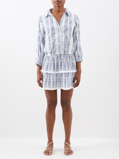 Melissa Odabash - Sophia Striped Cotton Shirt Dress - Womens - Blue White