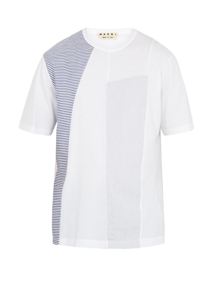 Marni Contrasting-panel Crew-neck Cotton T-shirt
