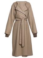 Matchesfashion.com The Row - Helga Belted Leather Trim Felt Coat - Womens - Light Brown