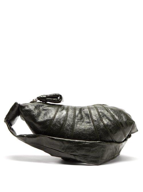 Matchesfashion.com Lemaire - Croissant Small Panelled Leather Shoulder Bag - Womens - Dark Green