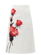 Matchesfashion.com Prada - Divisa A Line Cotton Midi Skirt - Womens - White Print