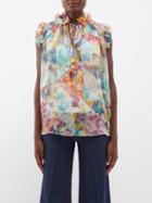 Zimmermann - High Tide Floral-print Chiffon Top - Womens - Multi