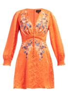 Matchesfashion.com Saloni - Eve Floral Jacquard Silk Mini Dress - Womens - Orange Multi