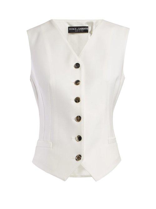 Matchesfashion.com Dolce & Gabbana - Metallic Buttoned Crepe Waistcoat - Womens - White