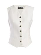 Matchesfashion.com Dolce & Gabbana - Metallic Buttoned Crepe Waistcoat - Womens - White