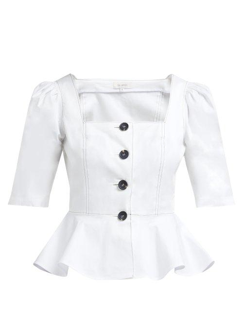 Matchesfashion.com Isa Arfen - Ponza Peplum Hem Cotton Blend Top - Womens - Ivory
