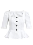 Matchesfashion.com Isa Arfen - Ponza Peplum Hem Cotton Blend Top - Womens - Ivory