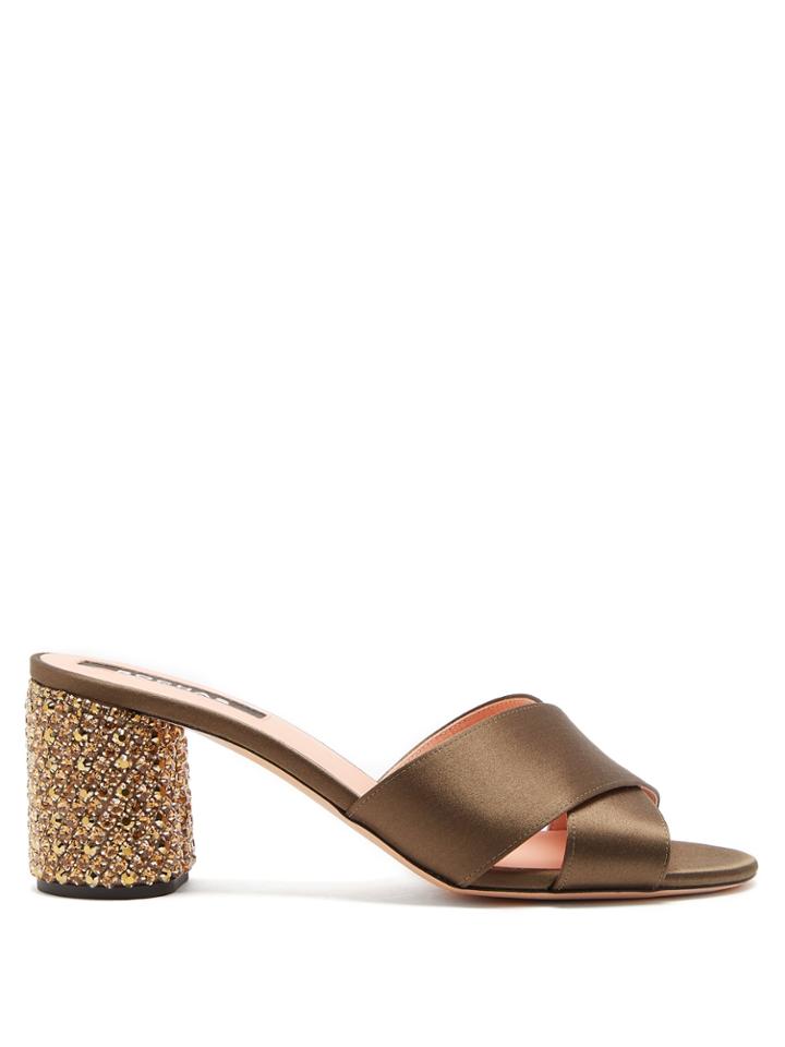 Rochas Embellished-heel Satin Mules