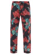 Desmond & Dempsey - Passerine Bird-print Cotton Pyjama Trousers - Mens - Black Print