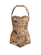 Norma Kamali Bill Mio Leopard-print Halterneck Swimsuit