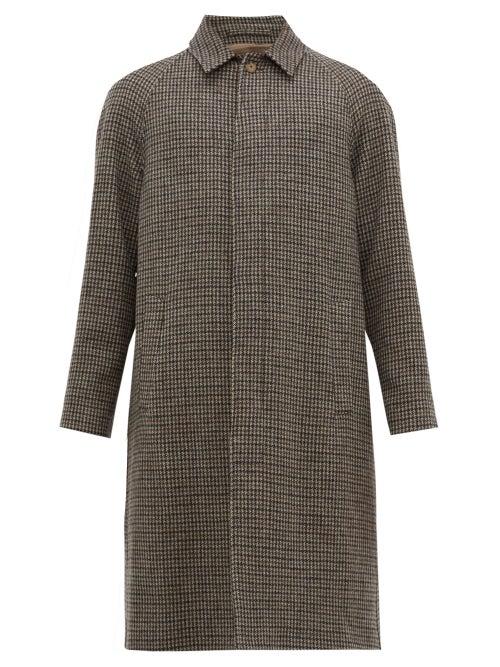 Matchesfashion.com De Bonne Facture - Single Breasted Houndstooth Wool Coat - Mens - Brown Multi