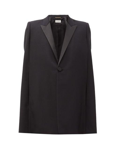 Matchesfashion.com Saint Laurent - Wool-twill Tuxedo Cape - Womens - Black