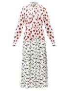 Matchesfashion.com Gabriela Hearst - Claudia Floral-print Silk-twill Midi Shirt Dress - Womens - Red White