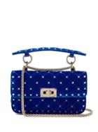 Matchesfashion.com Valentino - Rockstud Spike Small Quilted Velvet Cross Body Bag - Womens - Blue