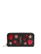 Saint Laurent Collge Heart-appliqu Zip-around Leather Wallet
