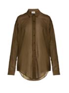 On The Island Semi-sheer Cotton-voile Boyfriend Shirt
