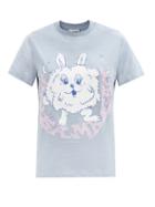 Ganni - Bunny-print Organic-cotton Jersey Pyjama T-shirt - Womens - Blue