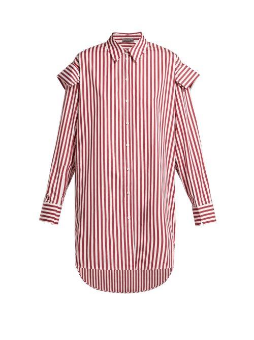 Matchesfashion.com Alexander Mcqueen - Oversized Striped Cotton Shirt - Womens - Burgundy Stripe