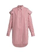 Matchesfashion.com Alexander Mcqueen - Oversized Striped Cotton Shirt - Womens - Burgundy Stripe