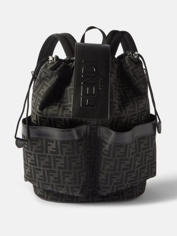 Fendi - Ff-logo Leather-trimmed Backpack - Mens - Black
